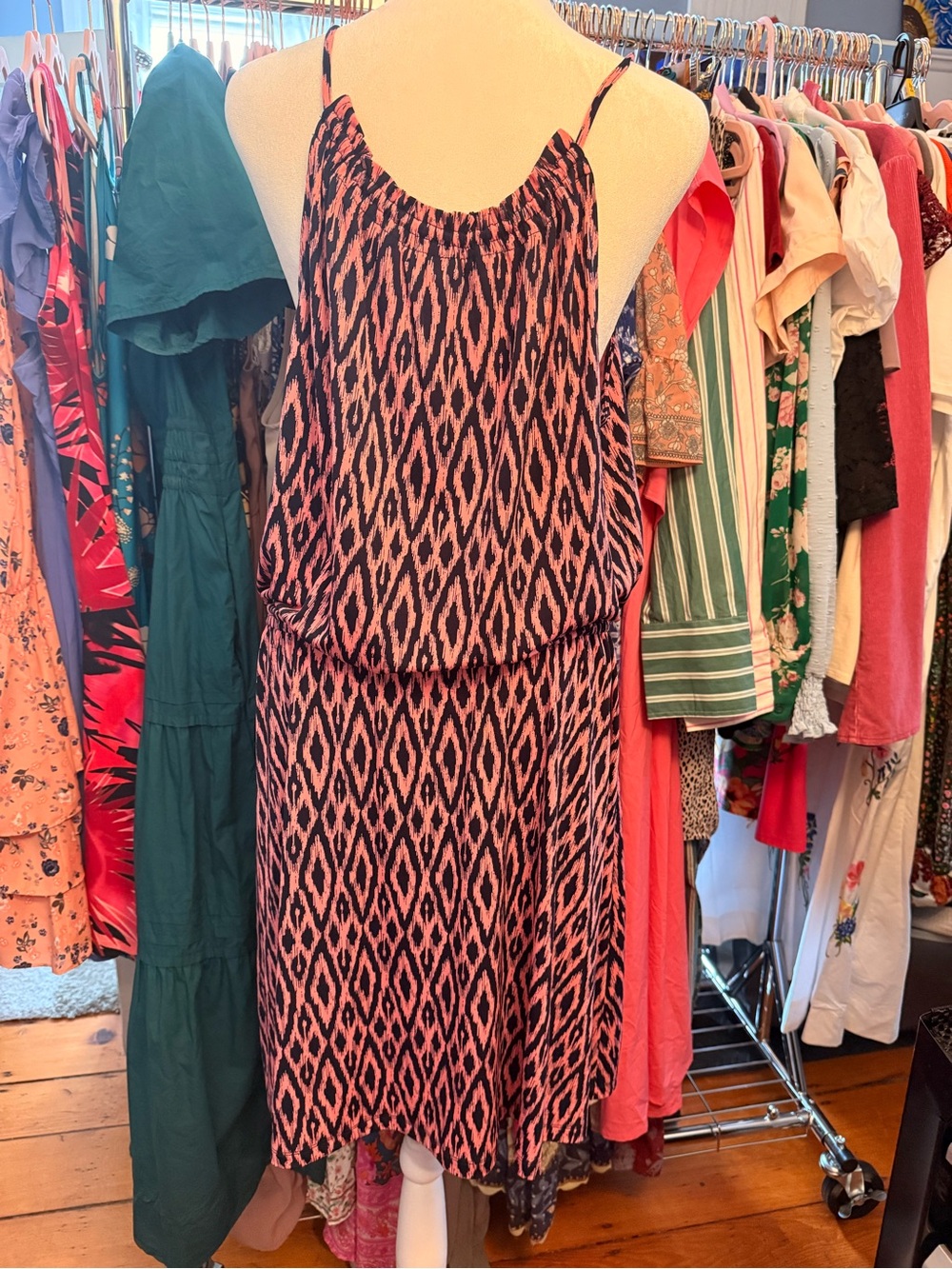 Banana Republic Pink and Black Geometric Halter-Style Midi Dress - Picture 2 of 3